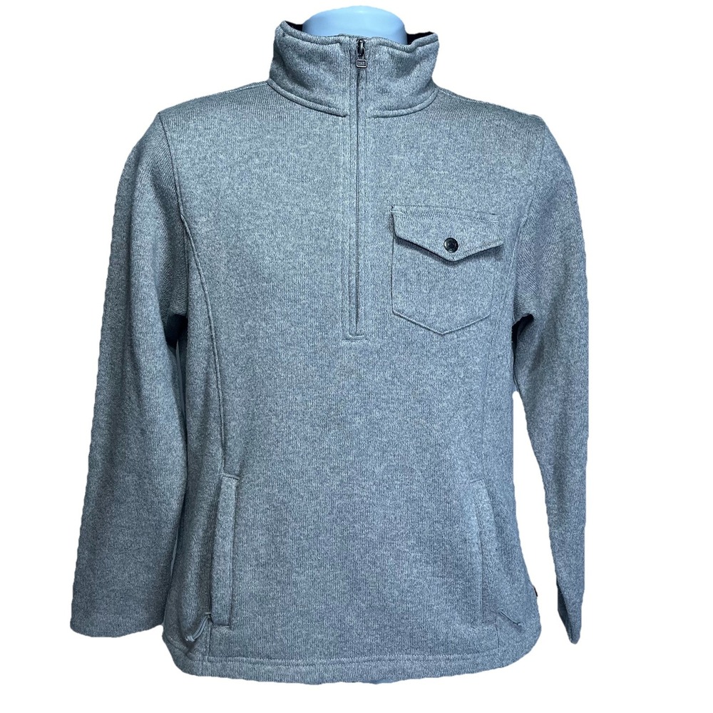 Mountain Khakis 1/4 Zip Light Gray Fleece Pullover Camping Sweater Men's Small‎